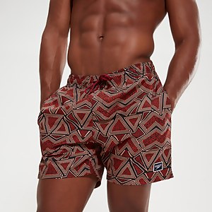 Bedruckte Leisure 40 cm Schwimmshorts für Herren Weinrot/Orange