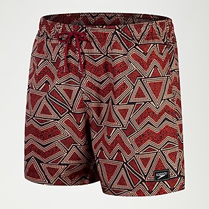 Bedruckte Leisure 40 cm Schwimmshorts für Herren Weinrot/Orange