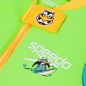 Schwimmlern-Floatinganzug mit Chima, dem afrikanischen Pinguin, für Kleinkinder Grün