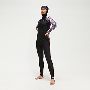 Ensemble 3 pièces Femme imprimé Modesty noir/corail
