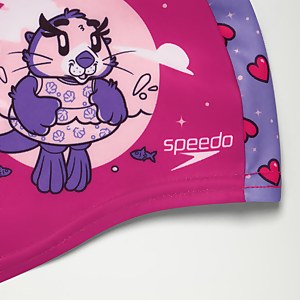 Schwimmlern-Badekappe aus Polyester mit Aria, dem Seeotter, für Kleinkinder Pink