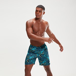 Men's Sport Allover 18" Swim Shorts Navy/Aqua - XXL