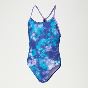 Girls' Shimmers in the Night Lane Line Back Swimsuit Blue