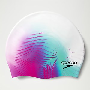 Bedruckte Silikon-Badekappe für Erwachsene Weiß/Pink - ONE SIZE