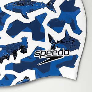 Bonnet Junior Printed en silicone bleu/blanc