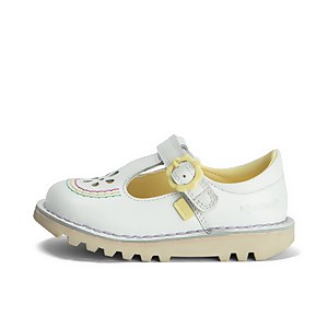 Infant Girls Kick T Bar Flower Leather White - 5