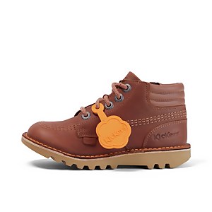 Junior Boys Kick Hi Padded Leather Tan - 2.5