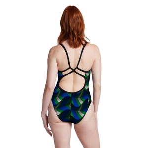 Women's Precision Strappy Cross Back One Piece Black/Blue