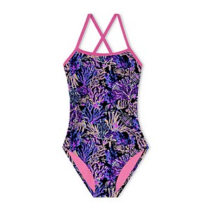 Printed Double X Back One Piece - Blue/Purple | Size 20