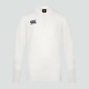 Mens Cricket Long Sleeved Polo Shirt Cream