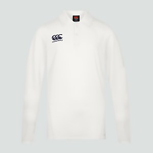 Junior Unisex Cricket Long Sleeved Polo Shirt Cream