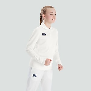 Junior Unisex Cricket Long Sleeved Polo Shirt Cream