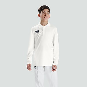 Junior Unisex Cricket Long Sleeved Polo Shirt Cream