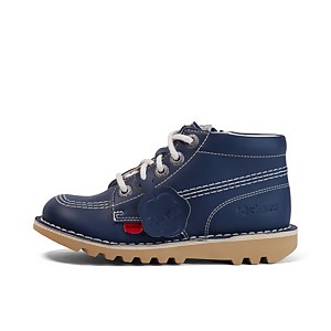 Junior Unisex Kick Hi Zip Vegan Leather Alternative Navy - 13