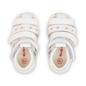 Baby Wriggle Flower Sandals Leather White