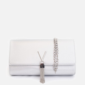 Valentino Bags Divina foldover tassel detail cross body bag in silver