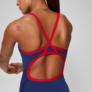 Women's - Solid Flyback Training One Piece Navy/Red