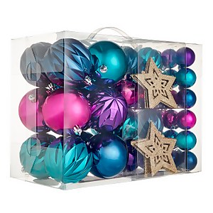 Rhapsody Blues Shatterproof Christmas Bauble Decorations - Pack of 60