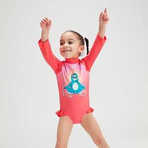 Infant Girls' Digital Long Sleeve Frill Swimsuit Pink/Coral