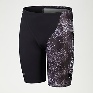 Placement-Schwimmhose mit V-Schnitt für Jungen Schwarz/Grau