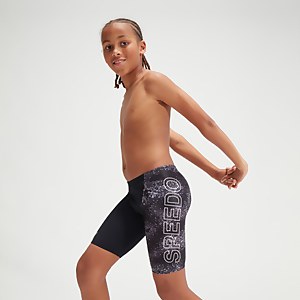 Placement-Schwimmhose mit V-Schnitt für Jungen Schwarz/Grau