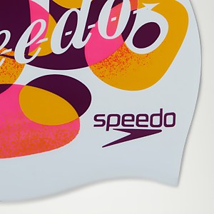 Bedruckte Silikonbadekappe für Kinder Weiß/Mango