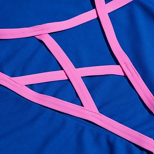 Women's Club Training Solid Lattice Back Swimsuit Blue