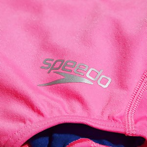 Girls' Solid Lane Line Back Swimsuit Pink