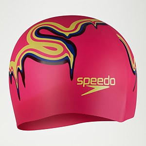 Bedruckte Silikonbadekappe für Kinder Pink