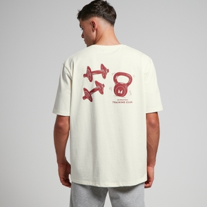 T-shirt oversize estampada Tempo para homem da MP - Branco-sujo / Estampado a vermelho