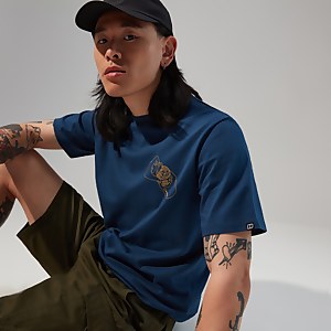Hike Beans Short Sleeve Tee für Herren - Dunkelblau
