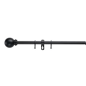 Black Extendable Curtain Pole with Ball Finial - 120-210cm (Dia 13/16mm)