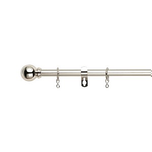 Silver Extendable Curtain Pole with Ball Finial - 120-210cm (Dia 13/16mm)