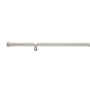 Satin Steel Extendable Eyelet Curtain Pole with Stud Finial - 170-300cm (Dia 16/19mm)