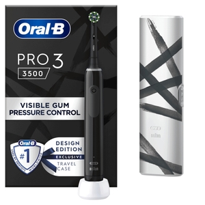 Oral B Pro 3500 Electric Toothbrush Black Striking with Travel Case Oral B Pro 3500 Electric Toothbrush Black Striking with Travel Case
