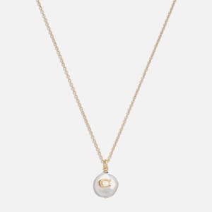 Coach Coin C Faux Pearl Short Pendant Necklace
