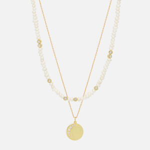 Estella Bartlett Moonz Glass Pearl Gold-Tone Double Chain Necklace