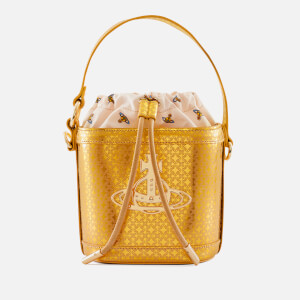 Vivienne Westwood Daisy Drawstring Logo-Jacquard Leather Bucket Bag