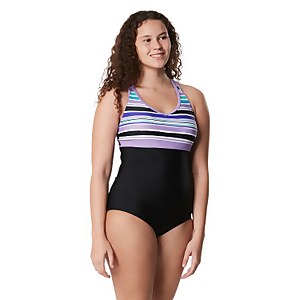 Double Strap One Piece - Purple/Black | Size 6