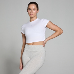 MP ženski top Basics crop body fit – bijeli