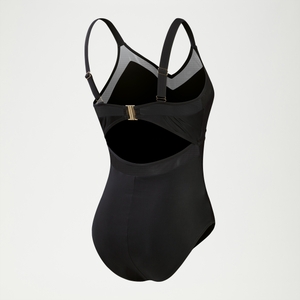 Women's Shaping Mesh Detail One Piece Black
