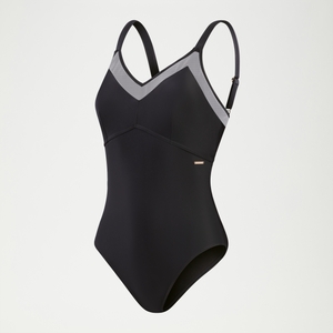 Women's Shaping Mesh Detail One Piece Black