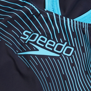 Medley Logo Medalist-Badeanzug für Damen Marineblau/Blau