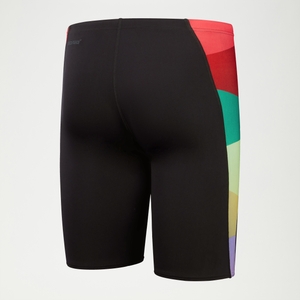 Herren Schwimmhose mit V-Schnitt und digitalem Print Schwarz/Violett