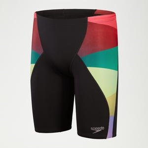 Herren Schwimmhose mit V-Schnitt und digitalem Print Schwarz/Violett