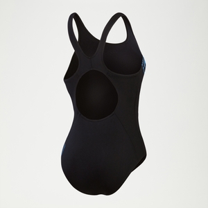 Placement Muscleback-Badeanzug für Damen Schwarz/Blau