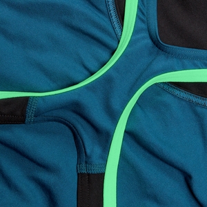Placement Laneback-Badeanzug für Damen Schwarz/Türkis