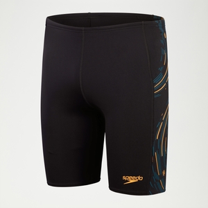 Schwimmhose mit Tech-Einsätzen für Herren Schwarz/Orange
