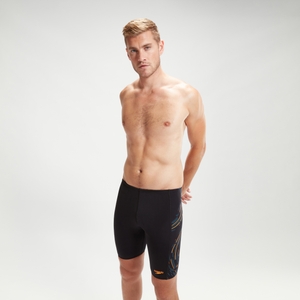 Schwimmhose mit Tech-Einsätzen für Herren Schwarz/Orange