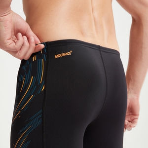 Schwimmhose mit Tech-Einsätzen für Herren Schwarz/Orange